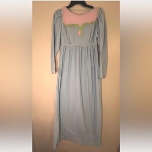 Vintage 70s Bill Tice Long House Dress/gown With Puff Shoulder And Satin Details